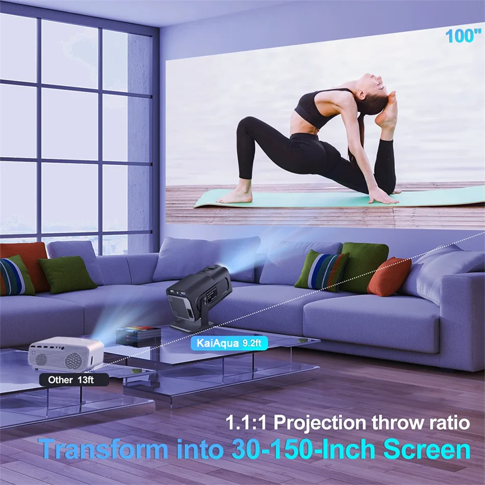 KaiAqua 4K Android 11 Projector Native 1080P 390ANSI HY320 Dual Wifi6 BT5.0 1920*1080P Cinema portable Projetor upgrated FY300