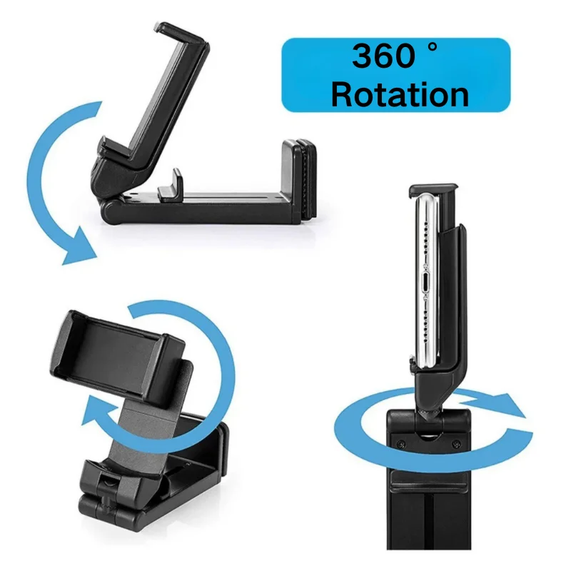 Foldable Mini Phone Holder for Airplane Travel - 360° Rotatable Stand, Portable Car Mount for Train Seat & Desk Use, Hands-Free
