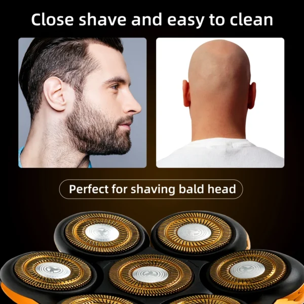 Men 7D Floating Men Electric Shaver Wet Dry Beard Hair Trimmer Electric Razor Rechargeable Bald Head Shaving Machine LCD Display