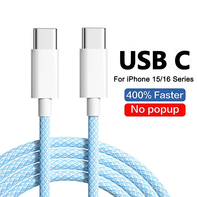PD 60W Fast Charger 5A USB C to Type C Cable For Apple iPhone 16 15 Pro Max Plus Quick Charging For Huawei Samsung Xiaomi Cable