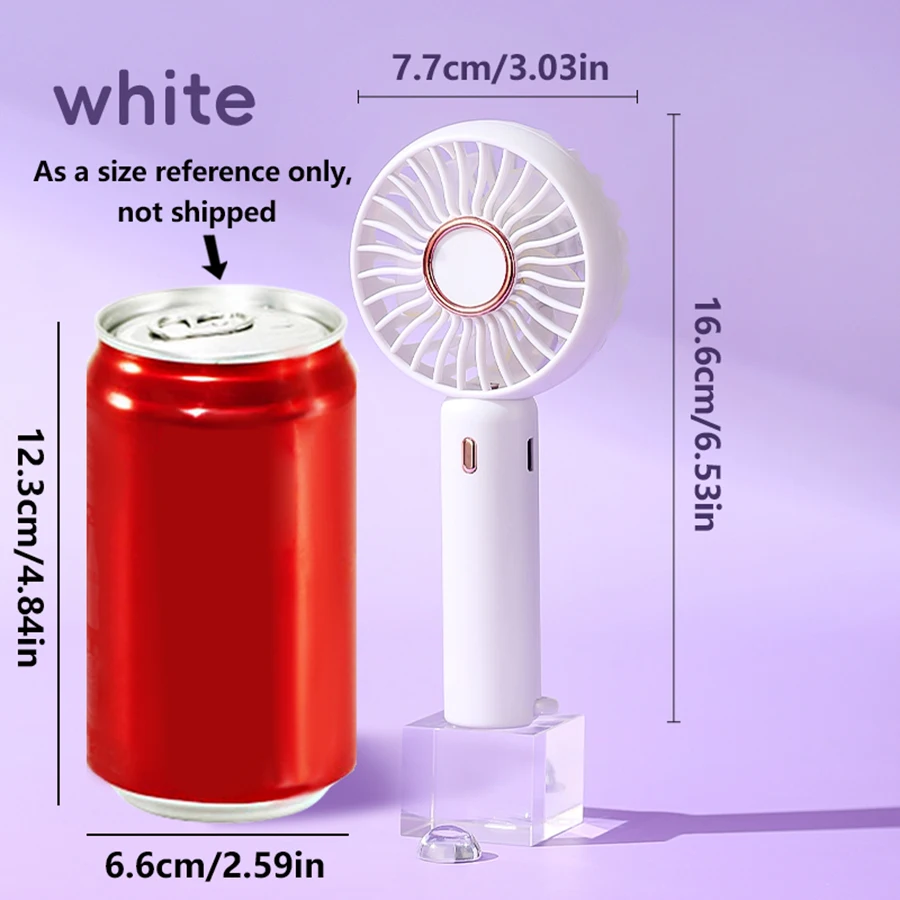 Mini Portable Fan Cute Design 3 Speed Personal Handheld  Desktop with Standing Ring Lightweight USB Rechargeable