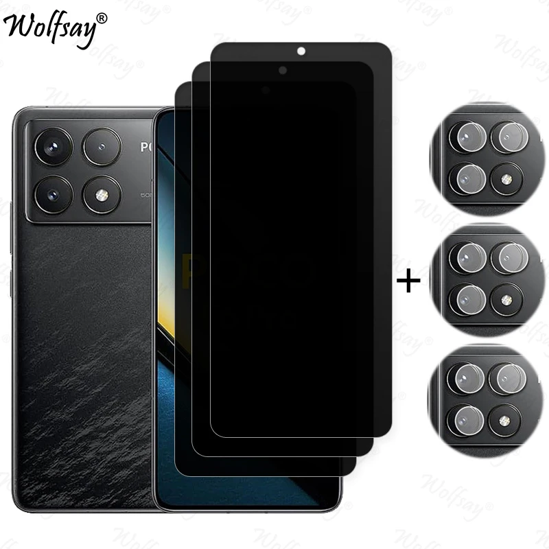 Privacy Screen Protector For Xiaomi Poco F6 Pro Anti-Spy Tempered Glass For Poco F6 M6 X6 Pro Camera Glass For Poco F6 Pro Glass