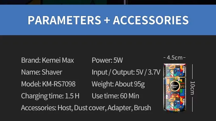 Kemei Rechargeable Graffiti Pattern Electric Hair Clipper Professional Barber Trimmer Man Shaver Km-MAX2092 KM-MAX5090 KM-RS7098