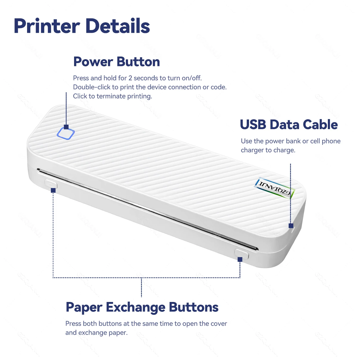 Inkless Portable A4 Thermal Printer Bluetooth PDF Excel Word Document Printing Machine Paper Roll For Office Work Home School