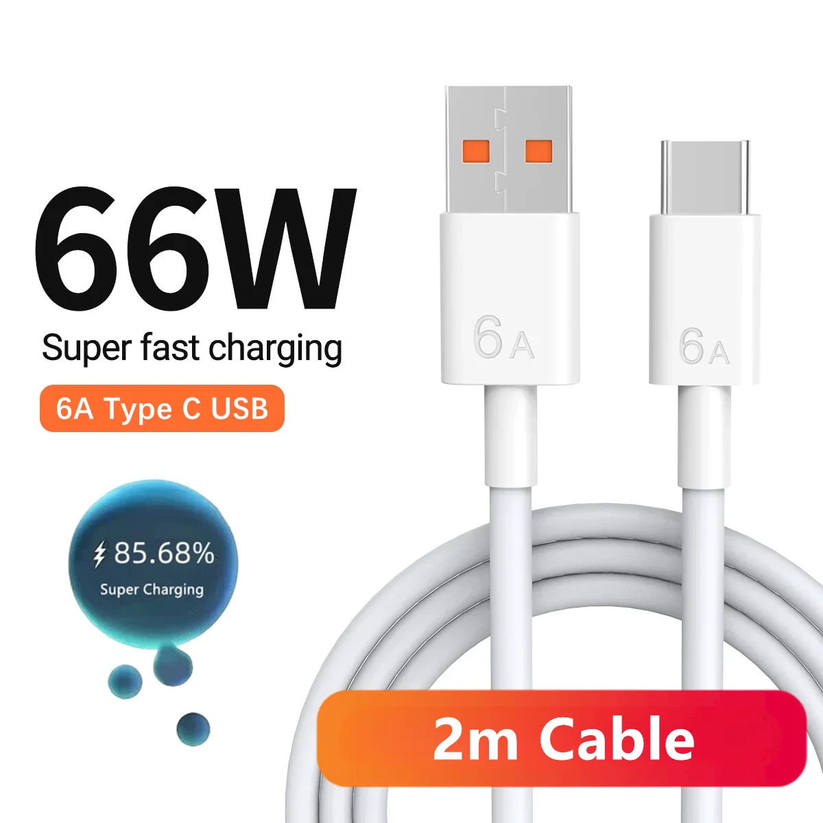 66W Super Fast USB Charger For Huawei Mate 40 50 P50 P60 Nova 10 Honor 90 100 X8b Magic 5 Lite 6 Pro Type C Charging 6A Cable 2m