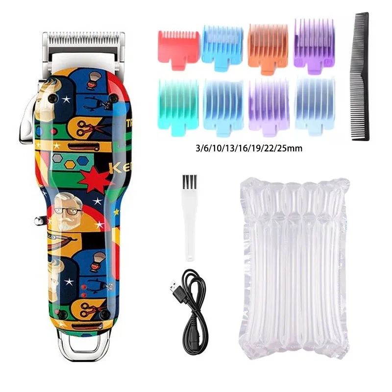 Kemei Rechargeable Graffiti Pattern Electric Hair Clipper Professional Barber Trimmer Man Shaver Km-MAX2092 KM-MAX5090 KM-RS7098