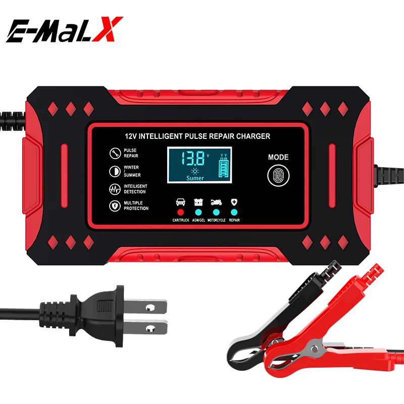 S8d94a011b23c4cb9b654b1a155e92368C.webp 6A 12V Intelligent Car Battery Charger Car and Motorcycle Battery Charging Unit Lead-Acid Battery Repair LCD Display