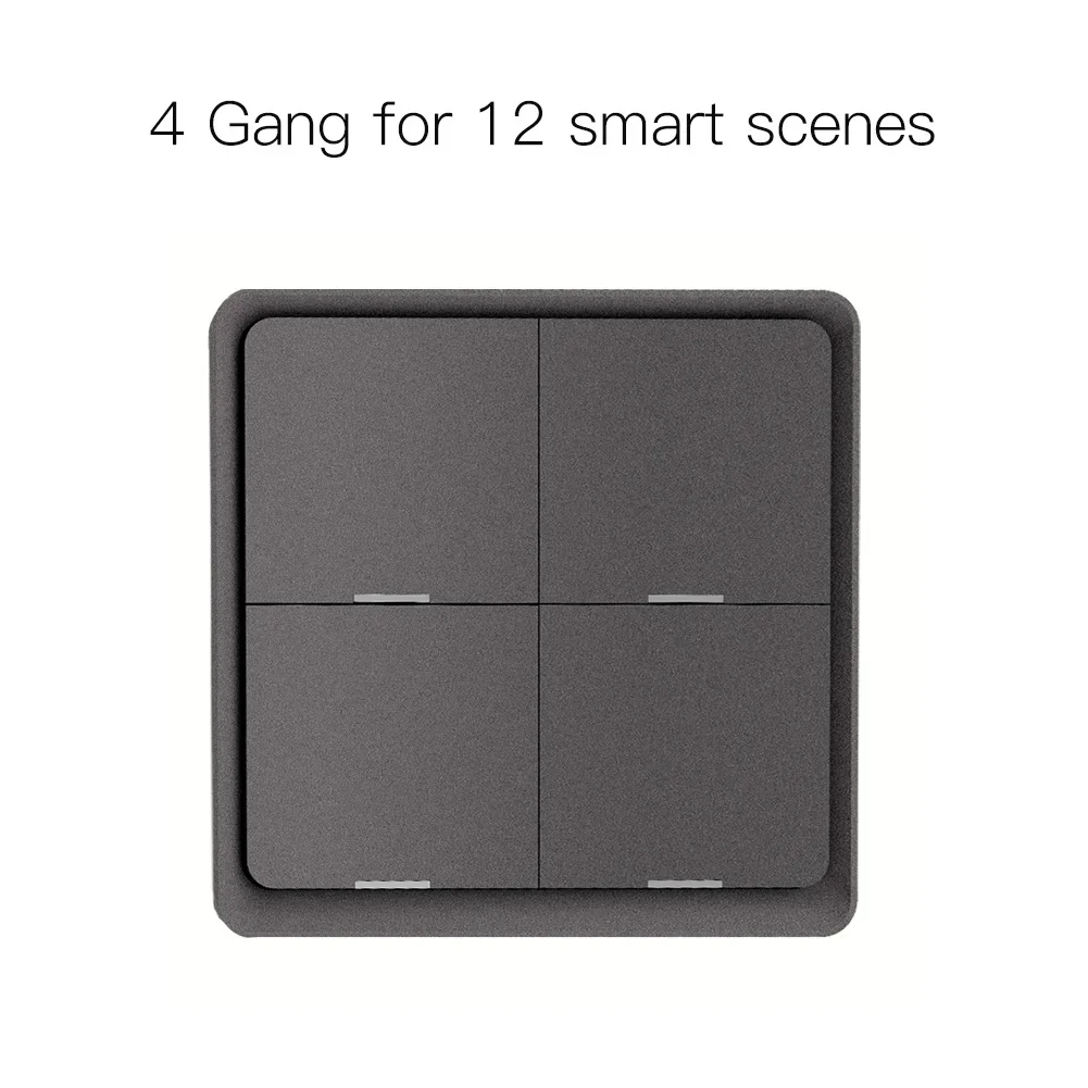MOES 4 Gang Tuya ZigBee Wireless 12 Scene Switch Push Button Controller Battery Powered Automation Scenario for Tuya Devices