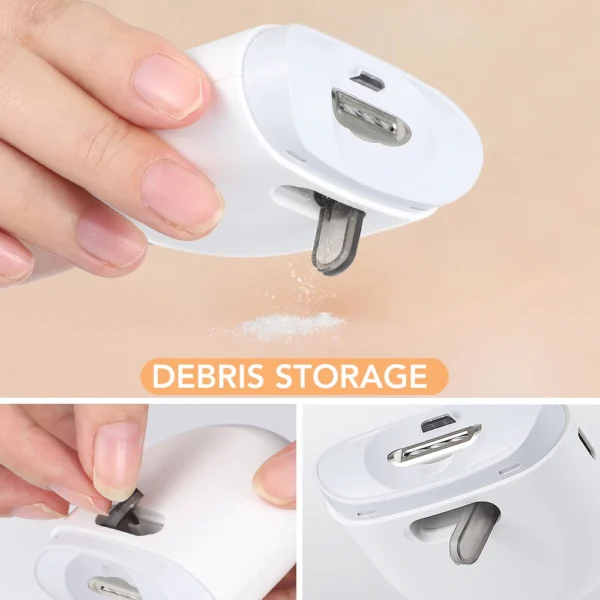 Mini Electric Nail Clipper With LED Light Rechargeable Automatic Portable Nail Grinder for Children Adult Safe Clipper Tools