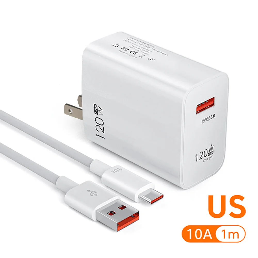 USB Charger 120W Quick Charge EU/US Plug Phone Charger Adapter For iPhone Samsung Xiaomi Huawei Type C Cable Fast Charge Charger