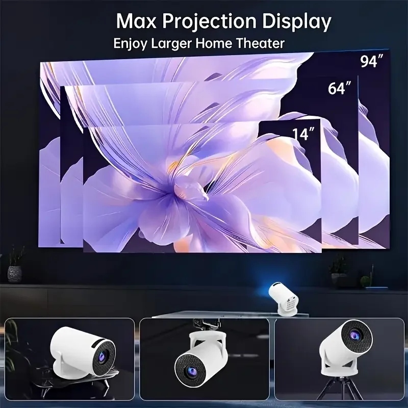 M5 4K 1080P USB plug Compact Portable Projector with Auto Keystone Correction and Smartphone Compatibility, Ideal Gift