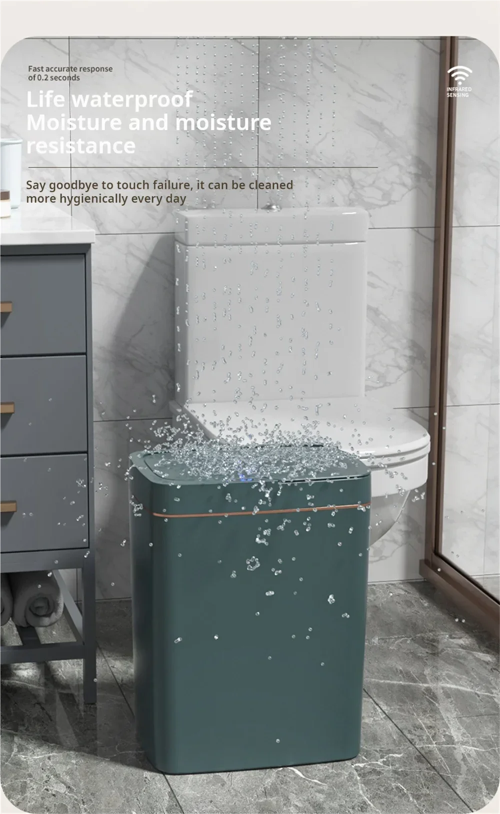 2025 New 15L Smart Trash Can Automatic Touchless Smart Sensor Sensing Trash Can Waterproof Bathroom Kitchen Bedroom Trash Can.