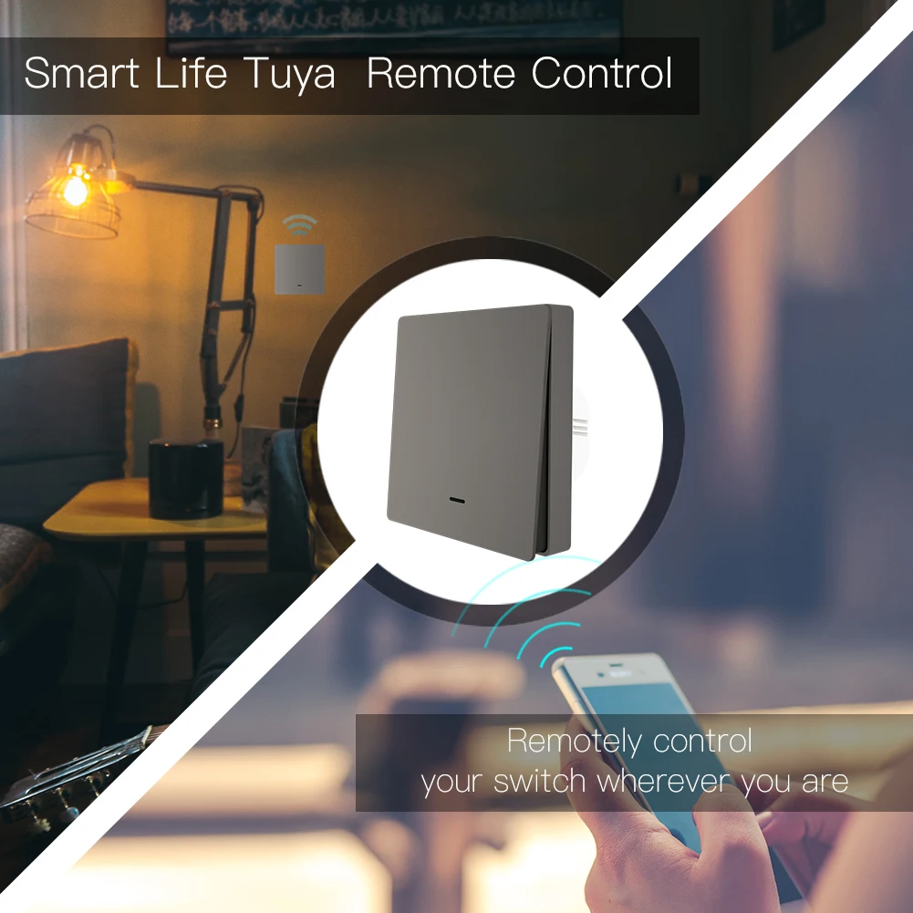 MOES WiFi Smart Push Button Wall Light Switch RF433 Transmitter Smart life Tuya App Remote Control Works with Alexa Google Home