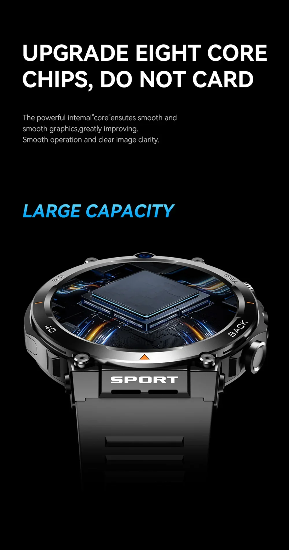 1.39-inch 4G Network SIM Card Smart Watch Dual Camera GPS Wifi NFC Rugged 64G-ROM Google Play IP67 Android Men Women Smartwatch