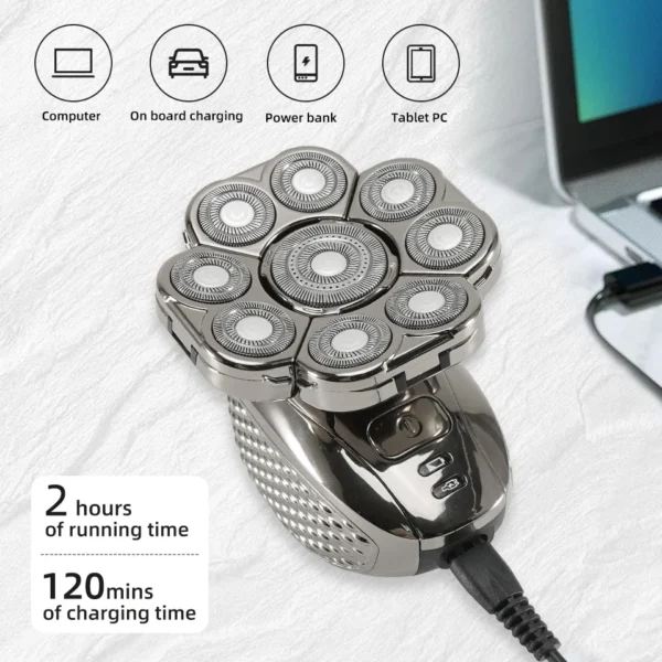 6 in 1 Professional men Waterproof electric shaver with 9 Cutter Floating Head, USB Rechargeable Multifunction Grooming Kit