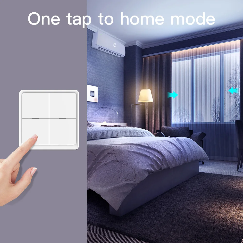 MOES 4 Gang Tuya ZigBee Wireless 12 Scene Switch Push Button Controller Battery Powered Automation Scenario for Tuya Devices