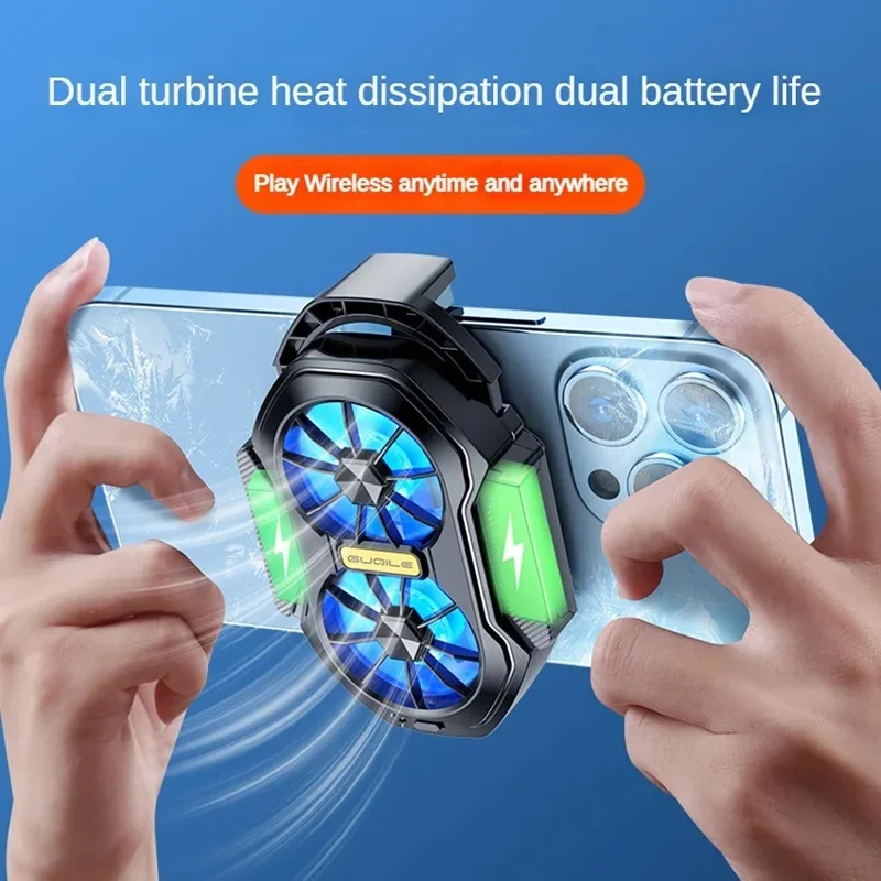 FS01 Dual Fan  Mobile Phone Cooler Long Lasting Stronger Cooling  Air Cooling Rechargeable Portable Type-C for IOS Android Game