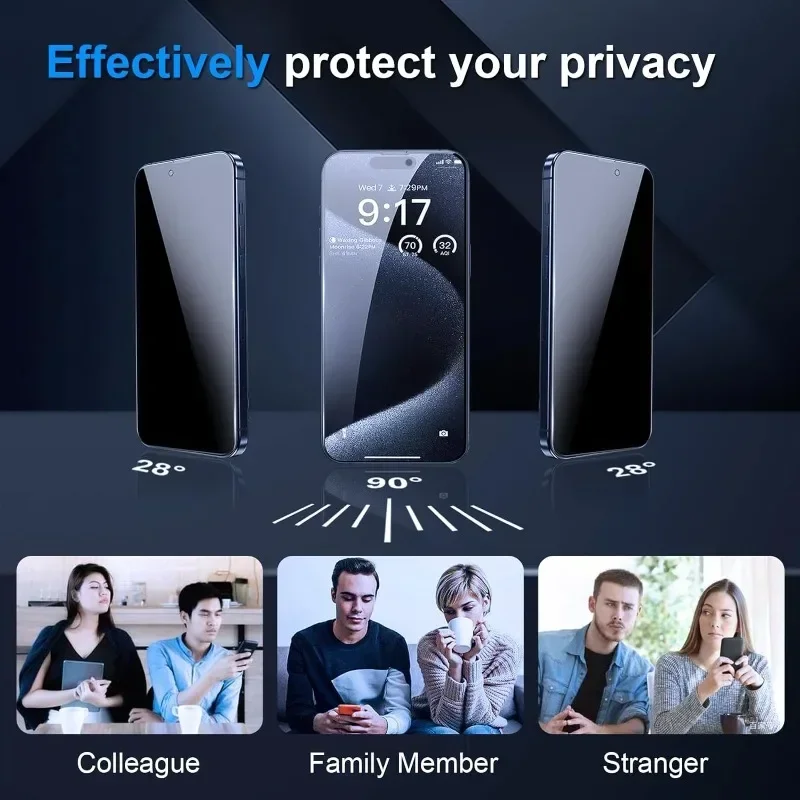 2PCS Anti Spy Screen Protector For iPhone 16 15 14 13 12 11 Full Cover Screen Protector For 15ProMax 14Pro 13Pro Anti-peep Glass