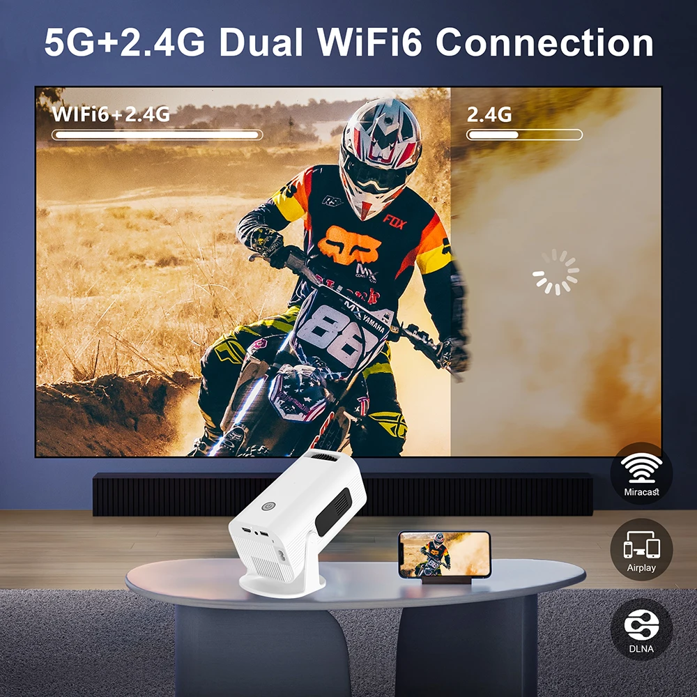 Salange P330W Mini Projetor Android 11 280 ANSI 4K 8K 1080P Wifi6 BT5.0 Home Cinema Portable Projector Android/IOS Video Theater