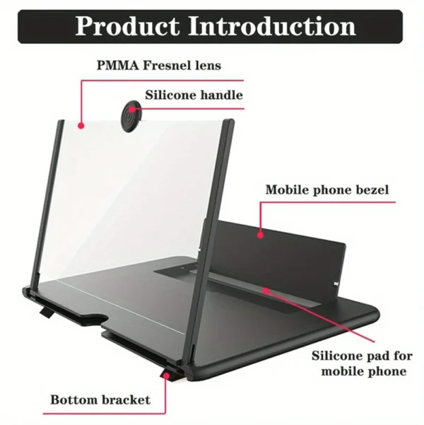 12 Inch Phone Large Screen Amplifier 3D Magnifying Glass Holder HD Portable Mobile Phone Screen Video Magnifier Screen Bracket