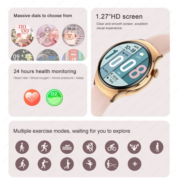 For Huawei WATCH 4 Smart Watch Women 360*360 AMOLED HD Screen NFC IP68 Waterproof Heart Rate Health Monitor Smartwatch 2025 New