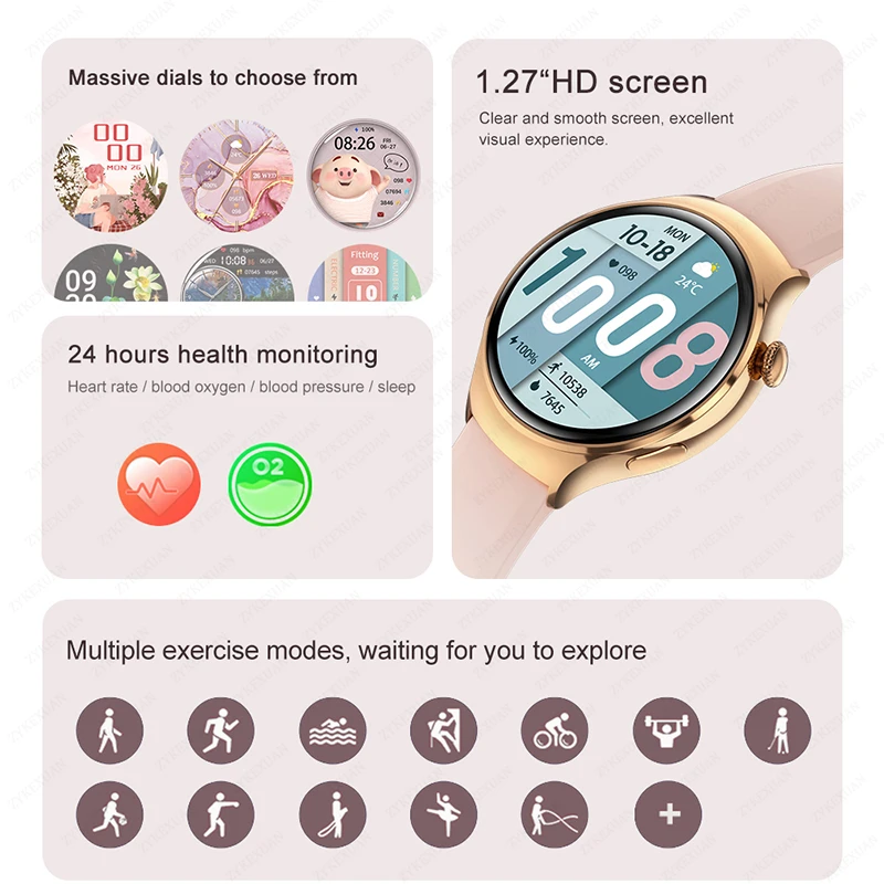 For Huawei WATCH 4 Smart Watch Women 360*360 AMOLED HD Screen NFC IP68 Waterproof Heart Rate Health Monitor Smartwatch 2025 New