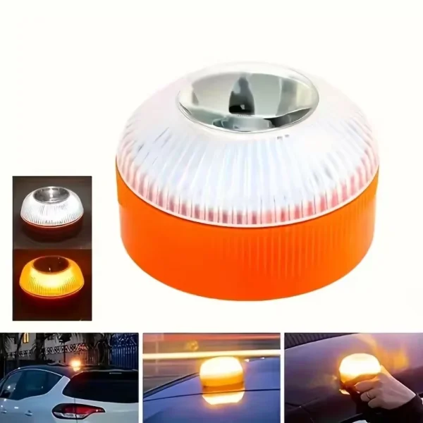 LED Car Emergency Light V16 Flashing Light Magnetic Induction Road Accident Light Portable Strobe Warning Light - 1PC