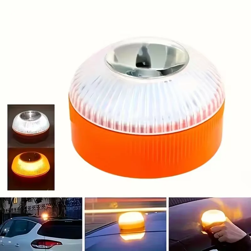 LED Car Emergency Light V16 Flashing Light Magnetic Induction Road Accident Light Portable Strobe Warning Light - 1PC