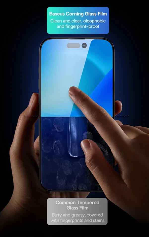 Baseus 0.4mm Corning Tempered Glass for iPhone 16 15 14 13 Pro Max Plus Screen Protector Anti-Peeping Auto Installation Film