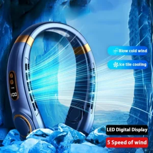S9966b829bb384e1dbb866d5027770e1fF.webp JKUOO Portable Neck Fan,Hands Free Bladeless Fan with LED 4 Cooling Plate,Personal Fan 4000mAh Battery USB Rechargeable