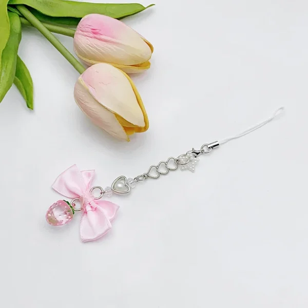 Sweet Y2K Cute Strawberry Mobile Phone Lanyard Lovely Fruits Phone Chain For Girls Aesthetic Cellphone Keychain