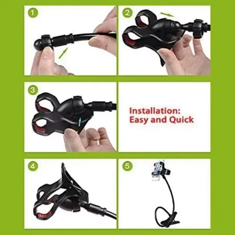 360° Rotation Adjustable Spiral Long Arm Phone Holder Clip Lazy Bedside Table Side Phone Stand for Live Record Cellphone Bracket