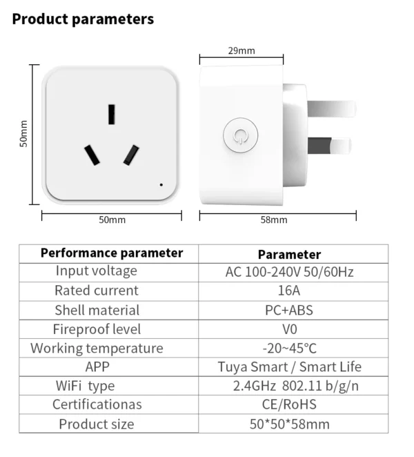Tuya Smart Socket WiFi Intelligent AU Plug With Power Monitor Wireless Timing Socket Voice Control Works With Alexa Google Home