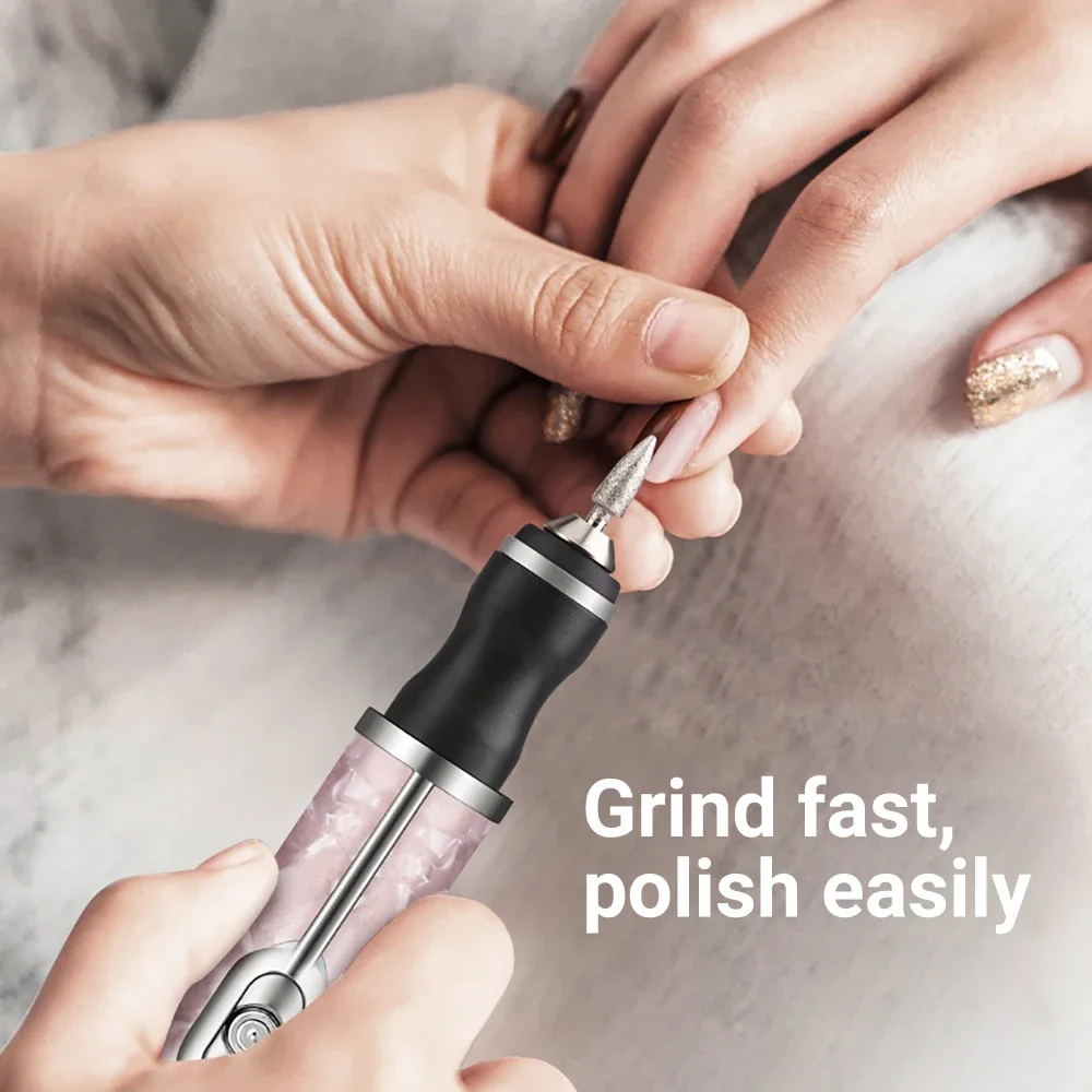 LINMANDA Electric Nail File Set Nails 4 Speeds Cordless Acrylic Nail Tool Thick Nails Edge Shaping Polishing Grinding Nursing