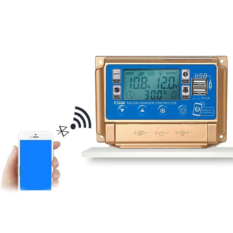 12V/24V 30A/40A/50A/60A High Definition LCD Large Digital Display Bluetooth WIFI Solar Charge Controller MPPT Controller Solar