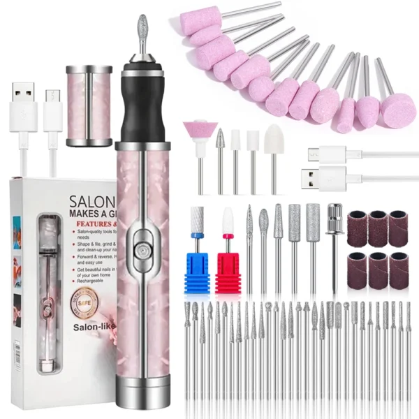 LINMANDA Electric Nail File Set Nails 4 Speeds Cordless Acrylic Nail Tool Thick Nails Edge Shaping Polishing Grinding Nursing