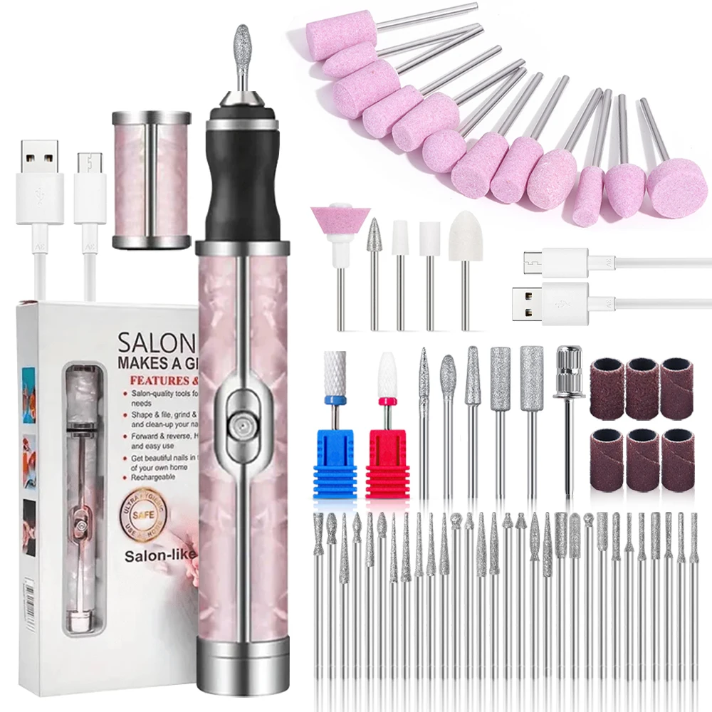 LINMANDA Electric Nail File Set Nails 4 Speeds Cordless Acrylic Nail Tool Thick Nails Edge Shaping Polishing Grinding Nursing