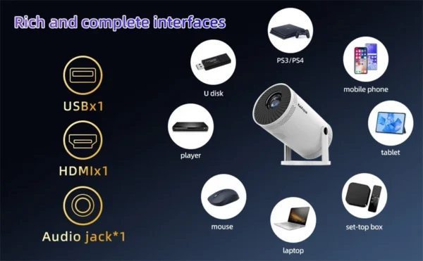 KaiAqua Portable Projector FY300 4K HDMI Dual Wifi6 Allwinner H713 BT5.4 1080P 1280*720P Home Cinema Outdoor Projetor NEW 2025