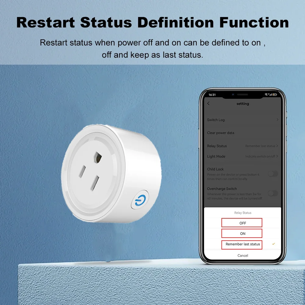 Tuya Smart Plug WiFi Socket 20A with Power Monitoring US Canada Mexico Peru Japan Timing Voice Control Support Alexa Google Home