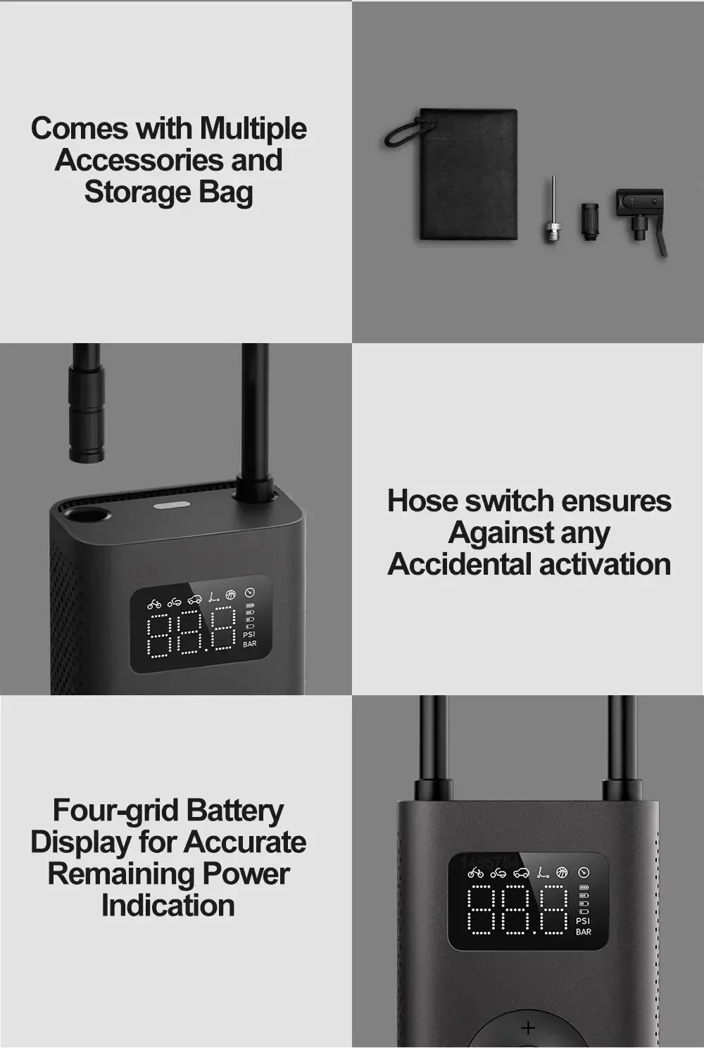 Xiaomi Mijia Air Pump 2 25%Speed Boost Mini Portable Electric Air Compressor Treasure 150PSI Type-C LED Multitool Inflator Xiomi