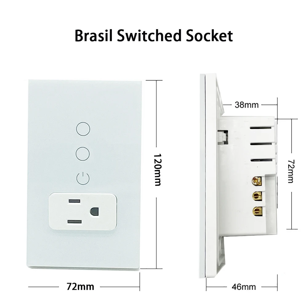 Wifi Smart Tuya Light Switch Stairs Mexico US Wall Socket American Plug Outlet Intelligent Glass Panel Remote Alexa Google Home
