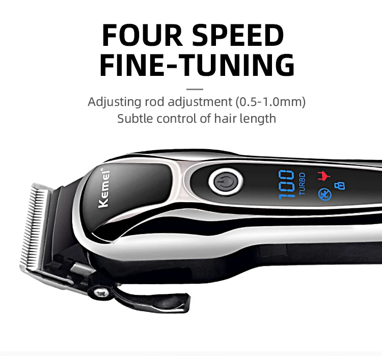 Kemei Professional Hair Clipper Rechargeable Trimmer Men Electric Cutter Hair Cutting Machine LCD Cordless Beard Trimmer KM-1990
