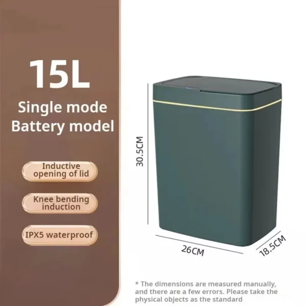 2025 New 15L Smart Trash Can Automatic Touchless Smart Sensor Sensing Trash Can Waterproof Bathroom Kitchen Bedroom Trash Can.