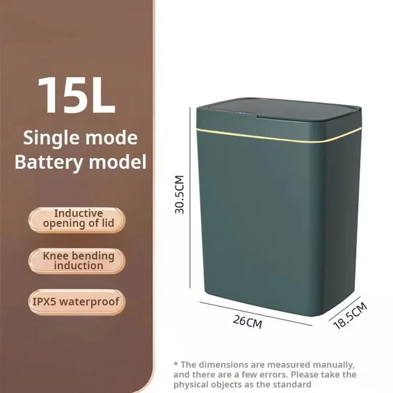 2025 New 15L Smart Trash Can Automatic Touchless Smart Sensor Sensing Trash Can Waterproof Bathroom Kitchen Bedroom Trash Can.
