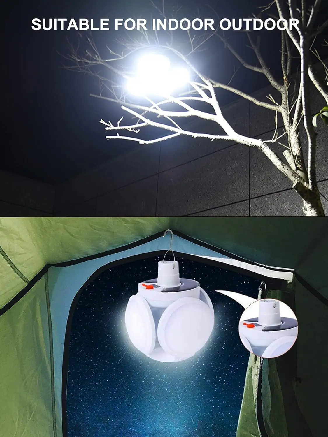 Folding Solar Camping Lantern Led Rechargeable Outdoor Hanging Tent Lamp Solar/USB Portable LED Bulbs With Hook Emergency Lights