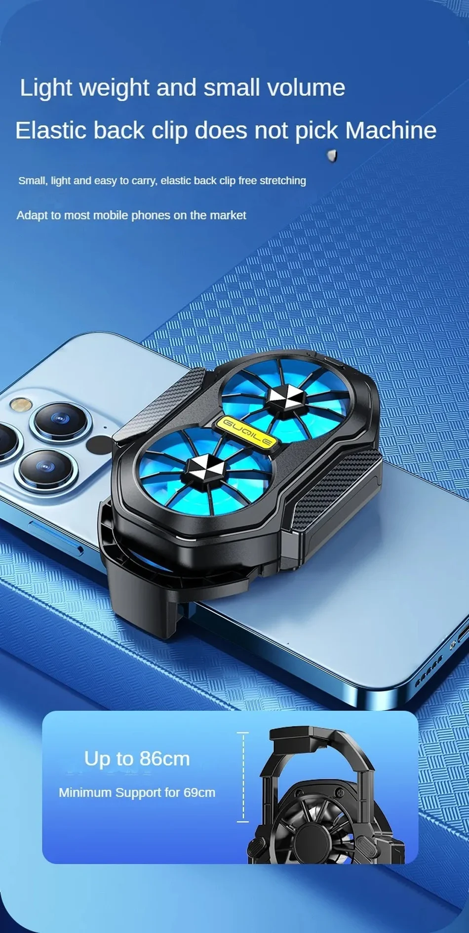 FS01 Dual Fan  Mobile Phone Cooler Long Lasting Stronger Cooling  Air Cooling Rechargeable Portable Type-C for IOS Android Game