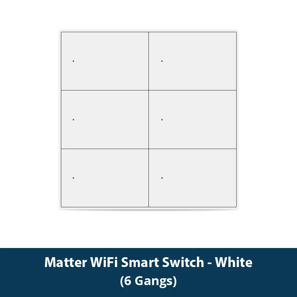Zemismart Matter WiFi 1 2 3 4 6 Gangs Smart Wall Light Switch Neutral Required with Big Button SmartThings App Homekit Control