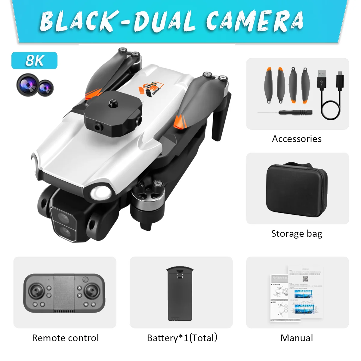 KBDFA Professional S119 Drone 8K With Dual Camera 5G WIFI Smart Obstacle Avoidance FPV Brushless Motor RC Quadcopter Mini Dron