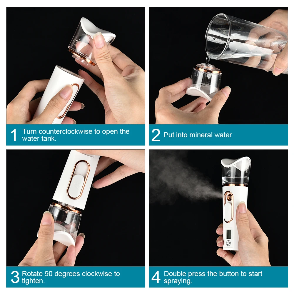 Nano Spray Facial Steamer Mini Handheld Portable 25ml Mist Sprayer Water Replenishment Device Hydration Humidifier Skin Care