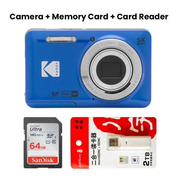 KODAK PIXPRO FZ55-RD 16MP Digital Camera 5X Optical Zoom 28mm Wide Angle 1080P Full HD Video 2.7" LCD Vlogging Camera